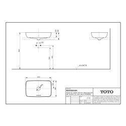 TOTO CE Aufsatzwaschtisch eckig, 600mm, ohne Hahnloch, mit Überlauf und Schaftventil,... TOTO-PJS06WEE#MW 4050663095048 (Abb. 1)