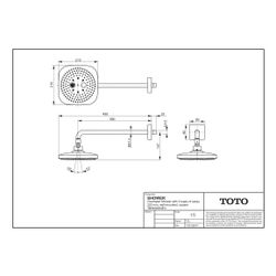 TOTO DaySpa Kopfbrause d. 220mm eckig, mit 2 Strahlarten, Wandbefestigung, Kunststoff,... TOTO-TBW02004E3 4050663094188 (Abb. 1)
