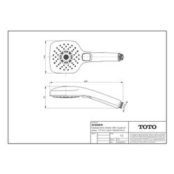 TOTO DaySpa Handbrause d. 110mm mit 3 Strahlarten eckig, Kunststoff verchromt... TOTO-TBW02015E1A 4050663094720 (Abb. 1)