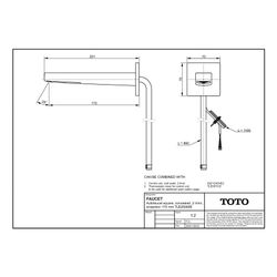 TOTO Automatik-Armaturenauslauf eckig Unterputz, 2 l/min, Ausladung 175mm, MS verchromt... TOTO-TLE25009E 4050663096519 (Abb. 1)