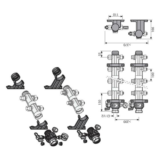Uponor Magna Verteiler Basis-Set, K1, 1045815