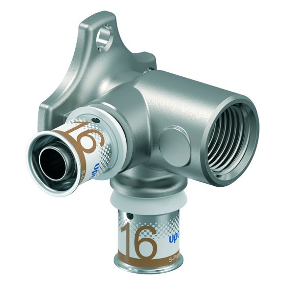 Uponor S-Press Plus Doppel-Wandscheibe 90 Grad lang, 16mm x Rp 1/2