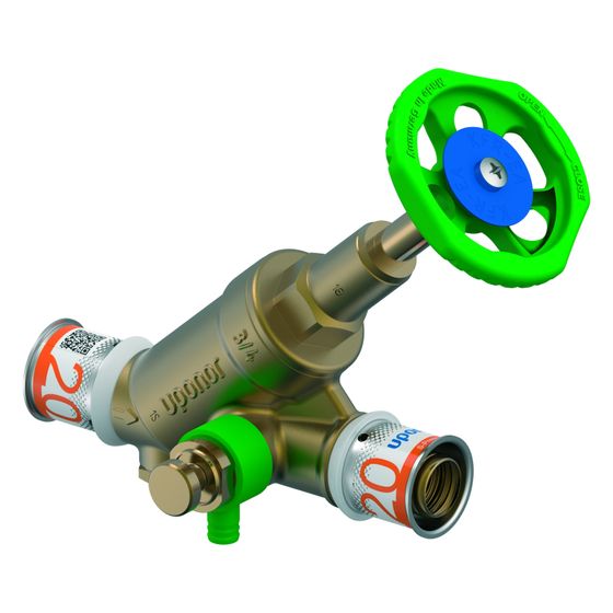 Uponor S-Press Plus Schrägsitzventil mit Rückflussverhinderer, DN 20, 20mm