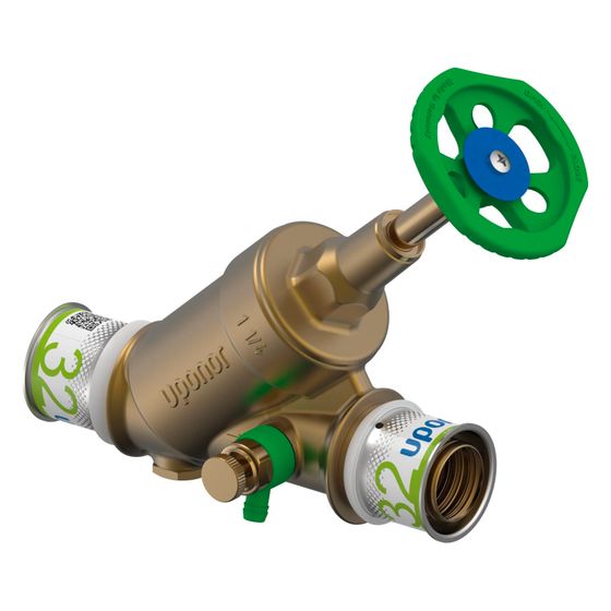 Uponor S-Press Plus Schrägsitzventil mit Rückflussverhinderer, DN 32, 32mm