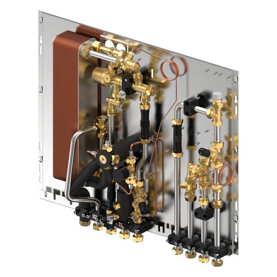 Uponor Combi Port M-4pipe Vierleiterstation Heizen/Kühlen, 19 l/min, BP HC DI D4, mit Differenzdruckregler