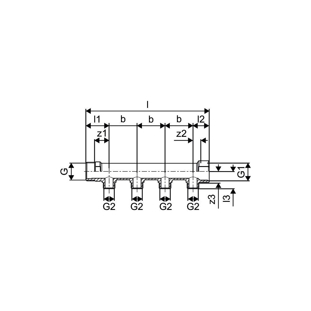 Uponor Uni-C Verteiler S, 1" MT/FT, 3x1/2" MT, 1014111... UPONOR-1014111 4021598701106 (Abb. 3)