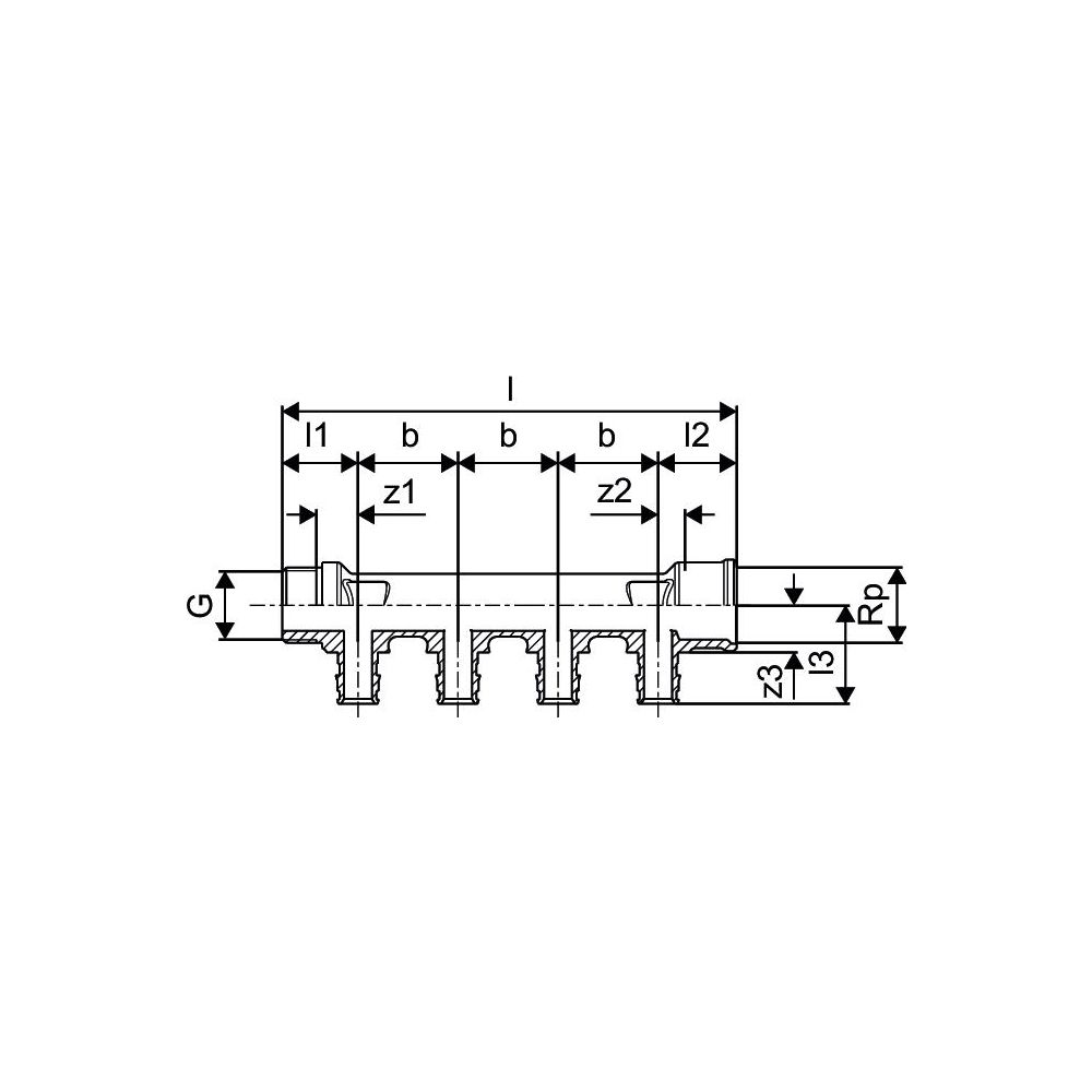 Uponor Q und E Verteiler IG/AG PL, G 3/4" MT/FT, 2x16mm, c/c 35mm... UPONOR-1023027 7331541132671 (Abb. 3)