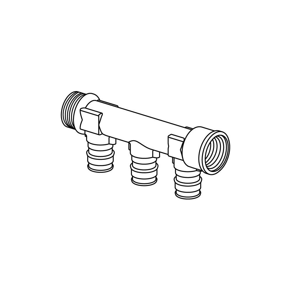 Uponor Q und E Verteiler IG/AG PL, G 3/4" MT/FT, 3x20mm, c/c 40mm... UPONOR-1047925 4021598118003 (Abb. 2)