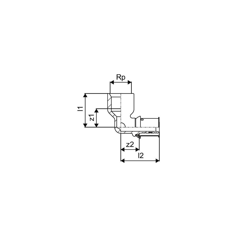 Uponor S-Press Plus Winkelmuffe 16mm x Rp 1/2" FT... UPONOR-1070539 6414905218592 (Abb. 3)