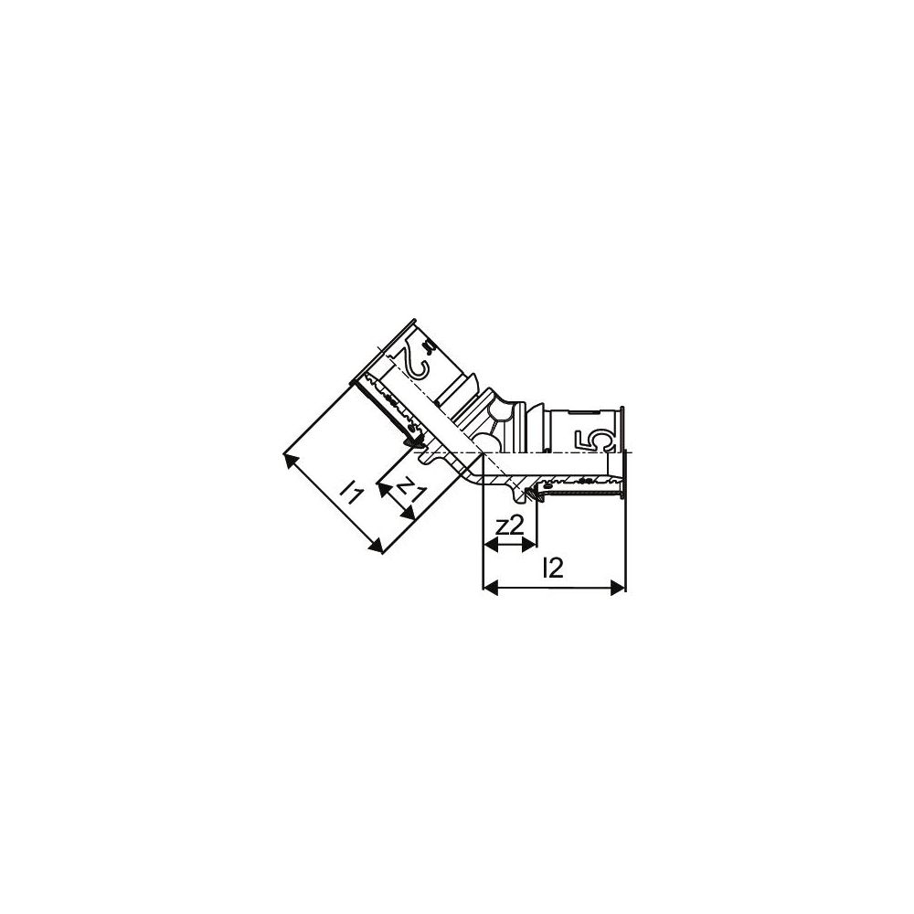 Uponor S-Press Plus Winkel 45 Grad 25x25mm, 1070545... UPONOR-1070545 6414905218653 (Abb. 3)