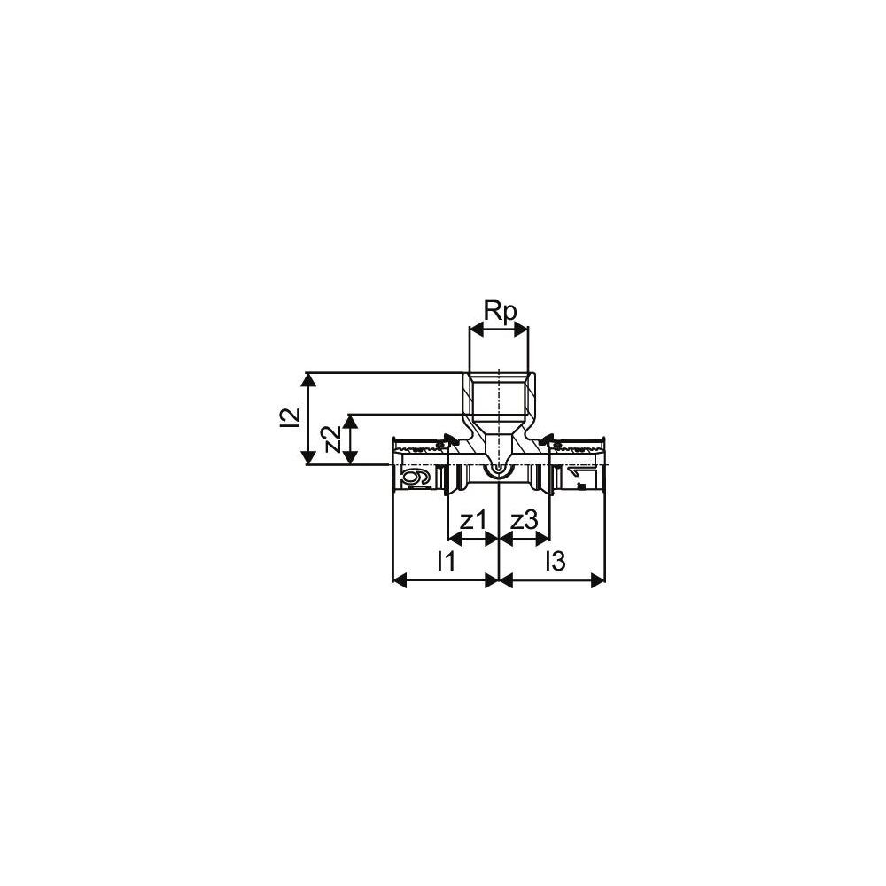 Uponor S-Press Plus T-Stück mit Innengewinde, 25mm x Rp 3/4" FT-25... UPONOR-1070599 6414905219193 (Abb. 3)