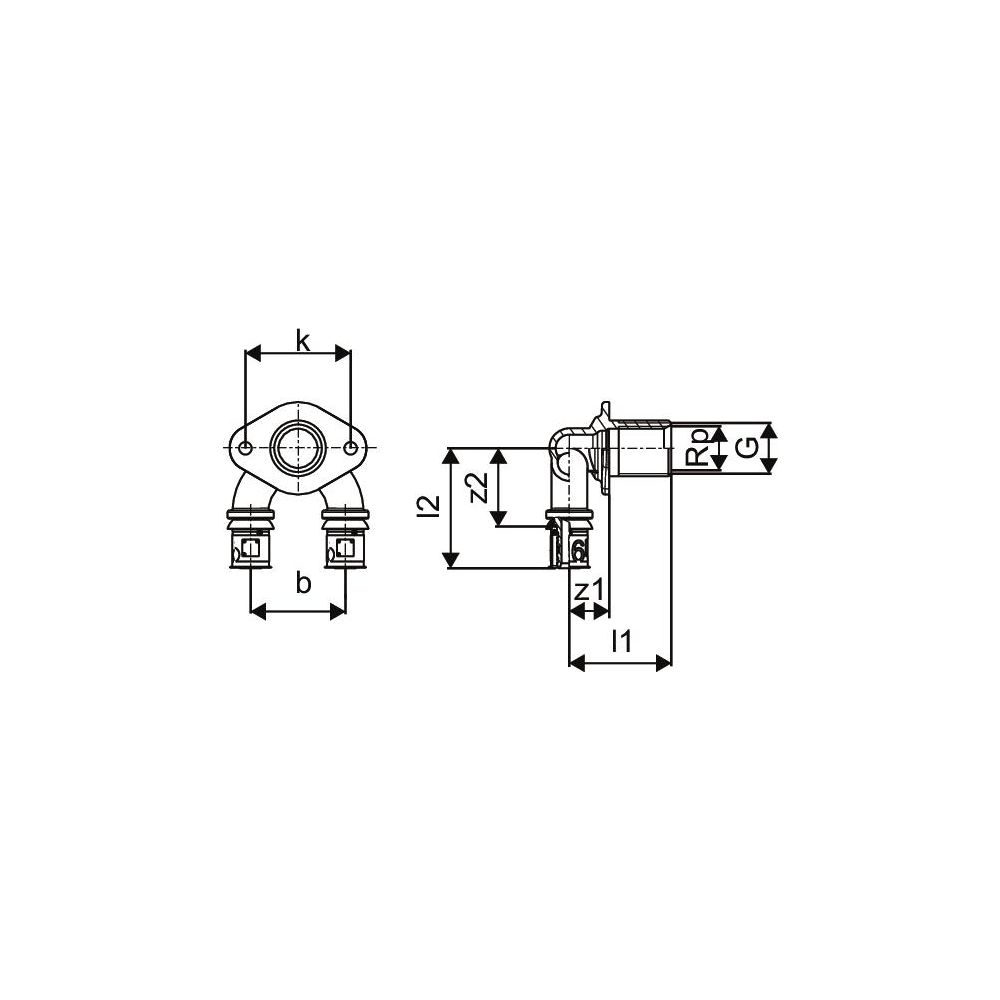 Uponor S-Press PLUS U-Wanddurchführung Eck LWC 16-Rp1/2"FT-16 25... UPONOR-1070655 6414905219711 (Abb. 3)