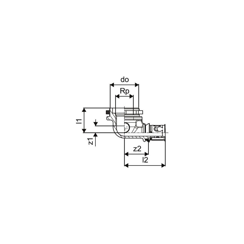 Uponor S-Press Plus Anschlusswinkel flach, 16mm x Rp 1/2" FT... UPONOR-1070657 6414905219735 (Abb. 3)
