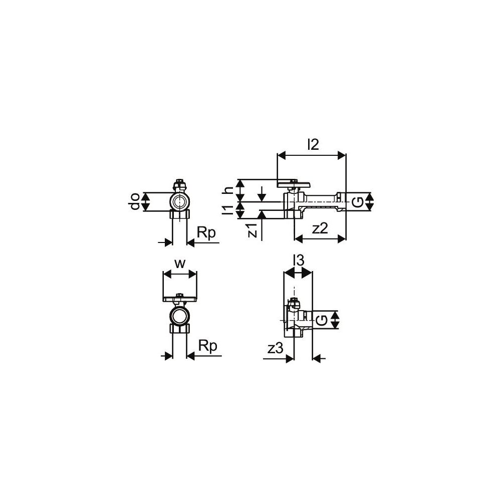 Uponor Vario Eck-Kugelhahn Rp 3/4" x 1" , 1086559... UPONOR-1086559 4021598135406 (Abb. 3)