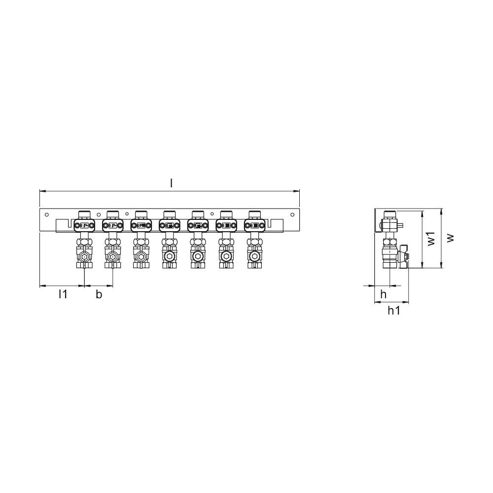 Uponor Combi Port M-Pro Kugelhahnschiene Bottom, x7, DN 20, MT/FT... UPONOR-1093811 6414905231416 (Abb. 3)