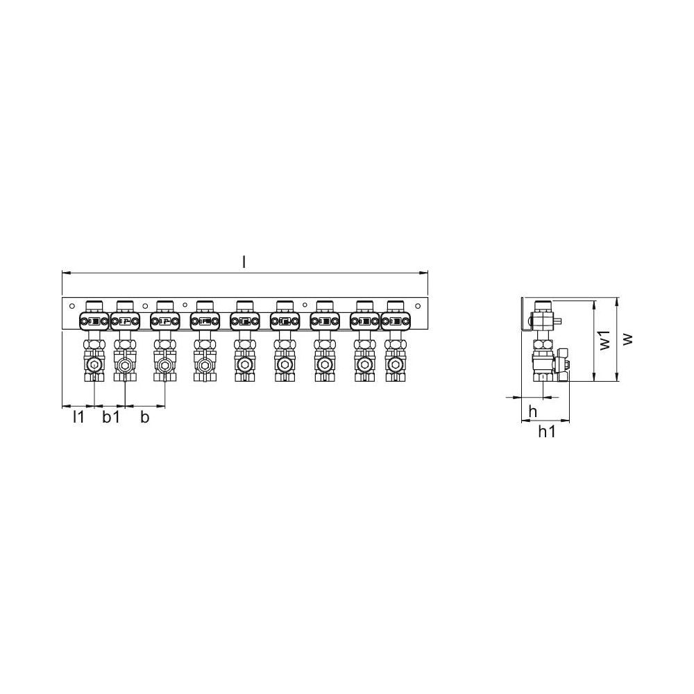 Uponor Combi Port M-Pro Kugelhahnschiene Bottom, x9, DN 20, MT/FT... UPONOR-1093812 6414905231423 (Abb. 3)