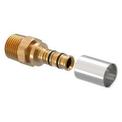 Uponor Pressnippel Multi 16 x R 1/2" MT, für PE-Xa, Edelstahlhülse... UPONOR-1000155 7331541111522 (Abb. 1)