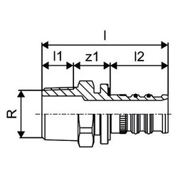 Uponor Multi Press-Nippel, 25mm x R 3/4" MT, 1005300... UPONOR-1005300 7331541137867 (Abb. 1)