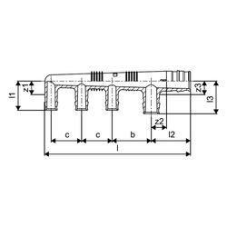Uponor Q&E Verteiler PPSU 25 4X16 c/c45&2X35... UPONOR-1008719 6414907053016 (Abb. 1)