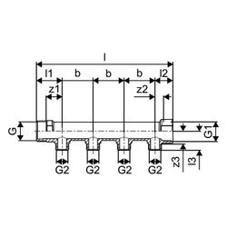 Uponor Uni-C Verteiler S, 1" MT/FT, 3x1/2" MT, 1014111... UPONOR-1014111 4021598701106 (Abb. 1)