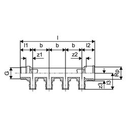 Uponor Q und E Verteiler IG/AG PL, G 3/4" MT/FT, 2x16mm, c/c 35mm... UPONOR-1023027 7331541132671 (Abb. 1)