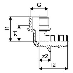Uponor Q und E, Winkelübergang mit Außengewinde NKB, DR 22 x G 3/4" MT... UPONOR-1025912 7331541033787 (Abb. 1)
