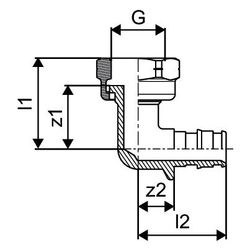 Uponor Q und E, Winkelübergang mit Überwurfmutter NKB, DR 22 x 3/4" SN... UPONOR-1025936 7331541033909 (Abb. 1)