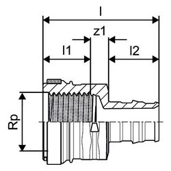 Uponor Q und E, Übergang Innengewinde PPSU, 16mm x Rp 1/2" FT... UPONOR-1042329 6414907054105 (Abb. 1)