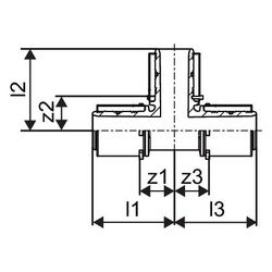 Uponor S-Press Verbund-T-Stück, 40x40x40mm, PPSU... UPONOR-1046390 4021598112643 (Abb. 1)