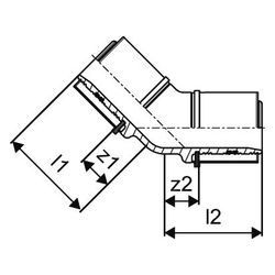 Uponor S-Press Winkel 45 Grad, 40x40mm, 1046913... UPONOR-1046913 4021598114104 (Abb. 1)
