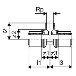 Uponor S-Press T-Stück mit Innengewinde, 40mm x Rp 1/2" FT x 40mm... UPONOR-1046922 4021598114197 (Abb. 1)
