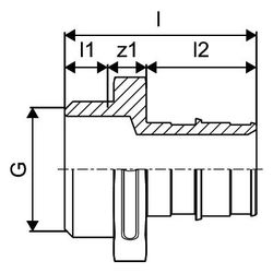 Uponor Q&E Übergangsnippel PL W 32-G1"MT... UPONOR-1008730 7331541174503 (Abb. 1)