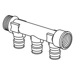Uponor Q und E Verteiler IG/AG PL, G 3/4" MT/FT, 3x20mm, c/c 40mm... UPONOR-1047925 4021598118003 (Abb. 1)