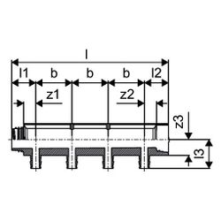 Uponor Aqua Plus Verteilersegment Q und E PPM, 1", 2x16 c/c50mm... UPONOR-1047999 6414905200993 (Abb. 1)