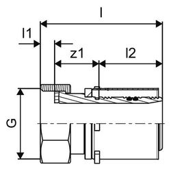 Uponor S-Press Verschraubung IG 50-G1 3/4"SN... UPONOR-1046938 4021598114340 (Abb. 1)
