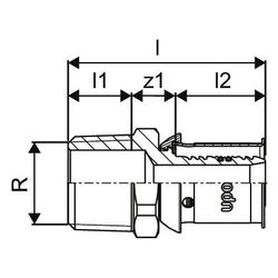 Uponor S-Press Plus Übergangsnippel, 16mm x R 1/2" MT... UPONOR-1070502 6414905218226 (Abb. 1)