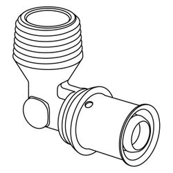 Uponor S-Press Plus Winkelnippel 16mm x R 1/2" MT... UPONOR-1070532 6414905218523 (Abb. 1)