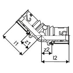 Uponor S-Press Plus Winkel 45 Grad 25x25mm, 1070545... UPONOR-1070545 6414905218653 (Abb. 1)