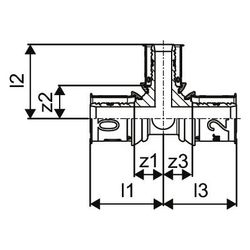 Uponor S-Press Plus T-Stück reduziert 20x16x16mm... UPONOR-1070567 6414905218875 (Abb. 1)