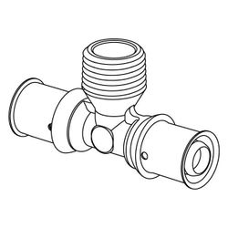 Uponor S-Press Plus T-Stück mit Außengewinde, 16mm x R 1/2" MT-16... UPONOR-1070592 6414905219124 (Abb. 1)
