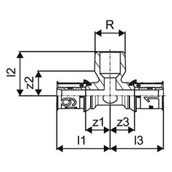 Uponor S-Press Plus T-Stück mit Außengewinde, 16mm x R 1/2" MT-16... UPONOR-1070592 6414905219124 (Abb. 1)