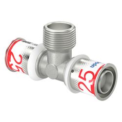 Uponor S-Press Plus T-Stück mit Außengewinde, 25mm x R 3/4" MT-25... UPONOR-1070593 6414905219131 (Abb. 1)