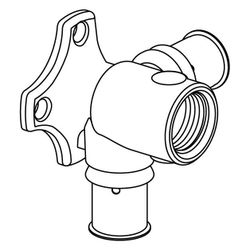 Uponor S-Press Plus Doppel-Wandscheibe 90 Grad lang, 20mm x Rp 1/2" FT-20... UPONOR-1070649 6414905219650 (Abb. 1)