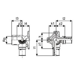 Uponor S-Press Plus Doppel-Wandscheibe 90 Grad lang, 20mm x Rp 1/2" FT-20... UPONOR-1070649 6414905219650 (Abb. 1)