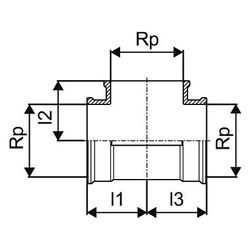 Uponor Ecoflex T-Stück, Rp 4" x Rp 4" x Rp 4", 1078367... UPONOR-1078367 4021598130265 (Abb. 1)