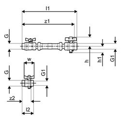 Uponor Vario Wassermengenzähler-Anschlussset horizontal G 1", 130mm... UPONOR-1090728 6414905221301 (Abb. 1)