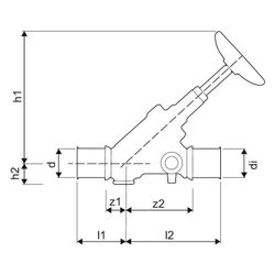 Uponor S-Press Schrägsitzventil, DN 32, 40mm, 1119314... UPONOR-1119314 6414905559954 (Abb. 1)