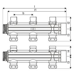 Uponor Magna Verteilersegment mit Ventil 3x25mm, 1121537... UPONOR-1121537 6414905660421 (Abb. 1)