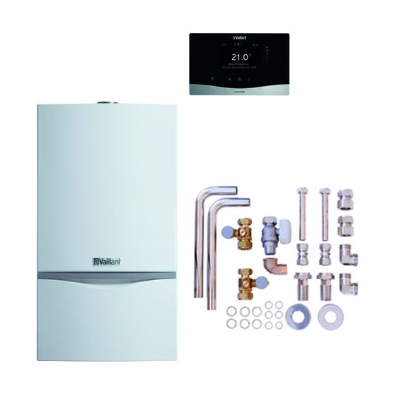 Vaillant atmoTEC exclusive Gas-Wandheizgerät Paket 6.218/2 VC 104/4-7 A E, sensoHOME 380/2, Zubehör, 4,8-10kW bei 80/60 C