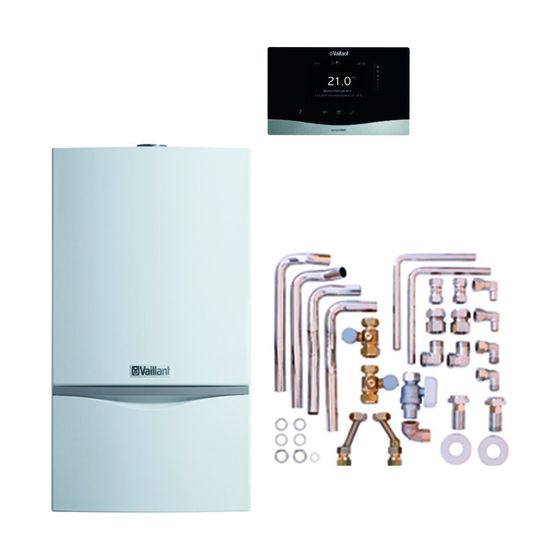 Vaillant atmoTEC exclusive Gas-Wandheizgerät Paket 6.224/2 VC 104/4-7 A E, sensoHOME 380/2, Zubehör, 4,8-10kW bei 80/60 C